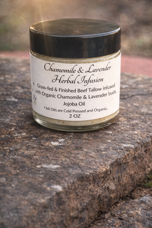 Calm Balm Organic Lavender and Chamomile Herbal Infused Tallow Balm
