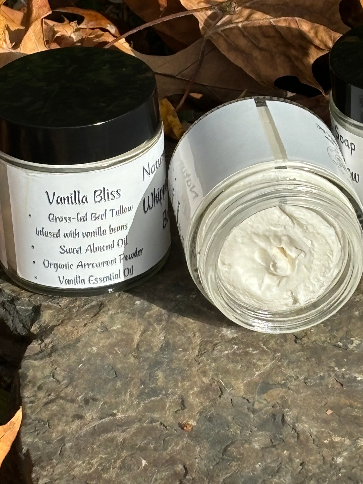 100% Natural  Organic Vanilla Bean Infused Grass Fed &Finished Beef Tallow Whipped Body Butter