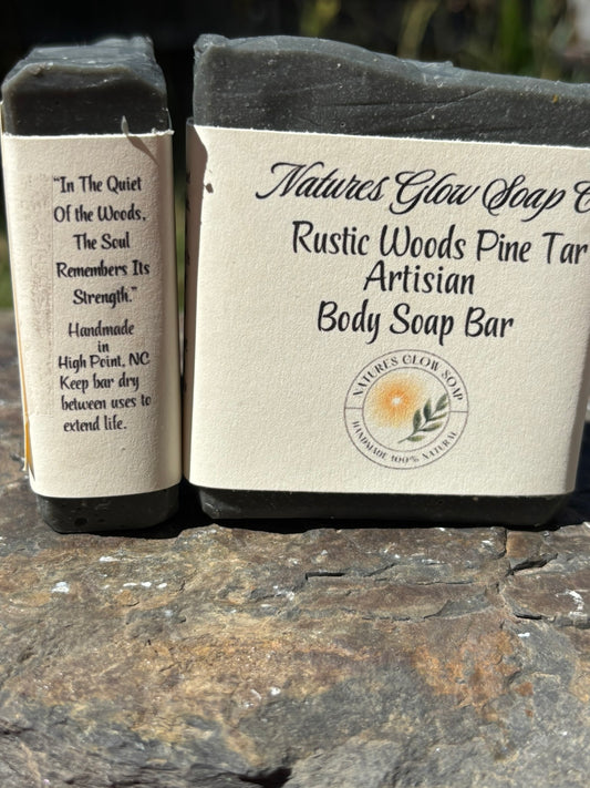 🌲 Rustic Woods Pine Tar Artisan Body Soap Bar, Natural, Exfoliating, Detoxifying Body Bar.